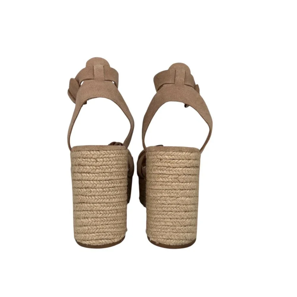 Marc Fisher LTD Odilia Tan Espadrille‎ Boho Coastal Platform Suede Sandal (10M)